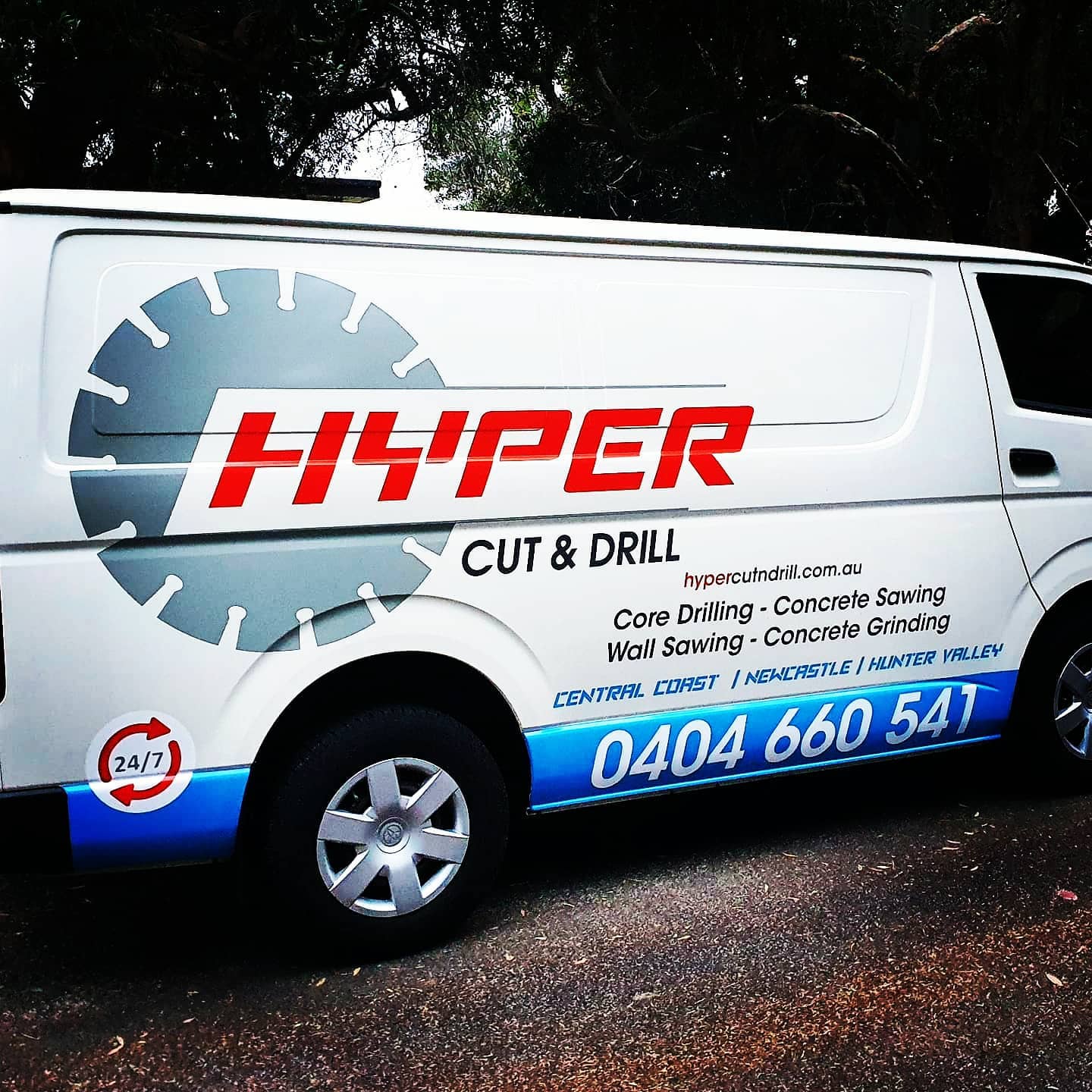 A White Van that Says Hyper Cut & Drill on The Side — Hyper Cut & Drill in Swansea, NSW