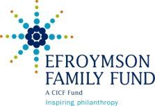 Efroymson Family Fund logo with blue and green dot cross, black text, and “Inspiring philanthropy” tagline