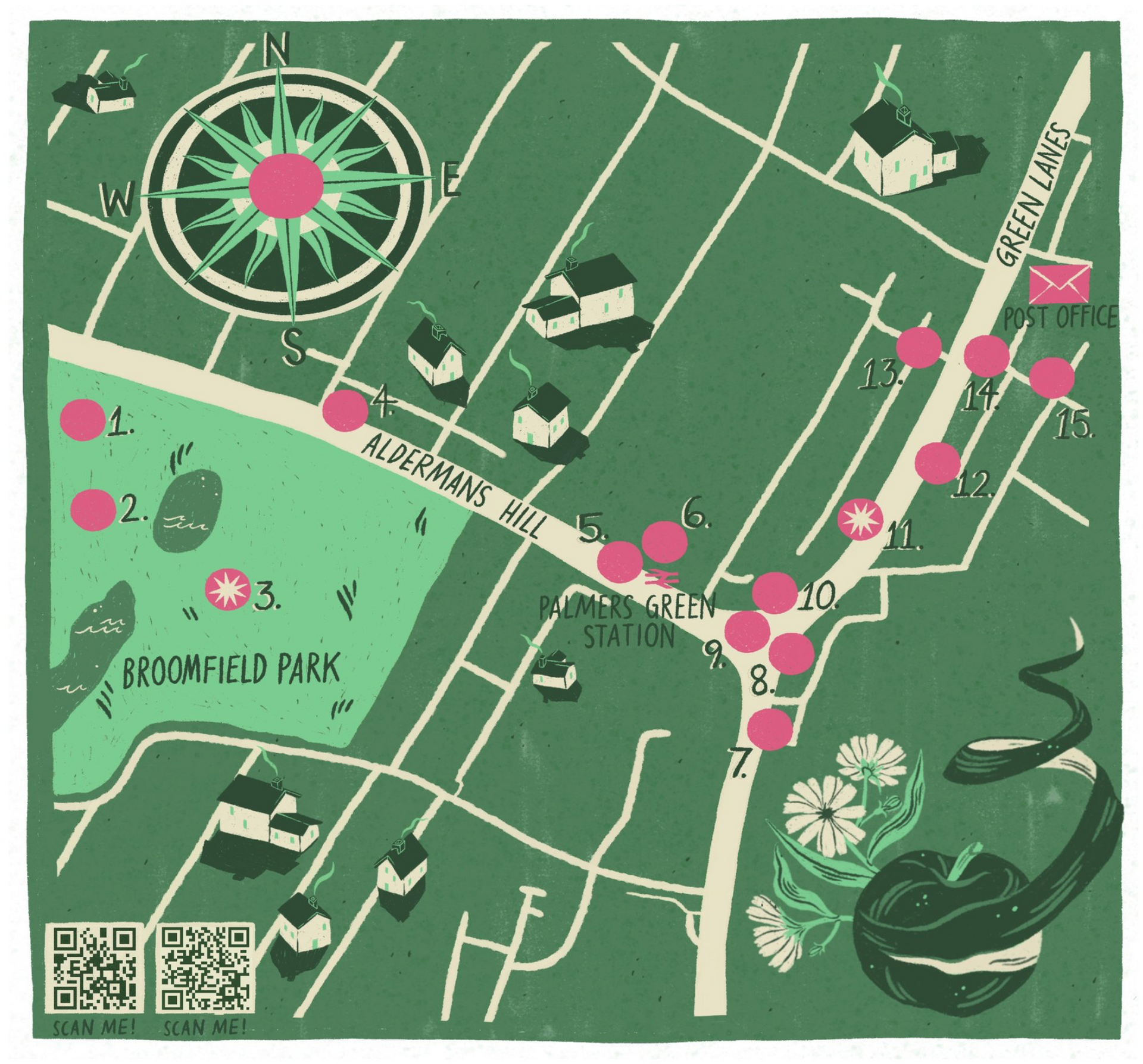 A map showing the location of broomfield park