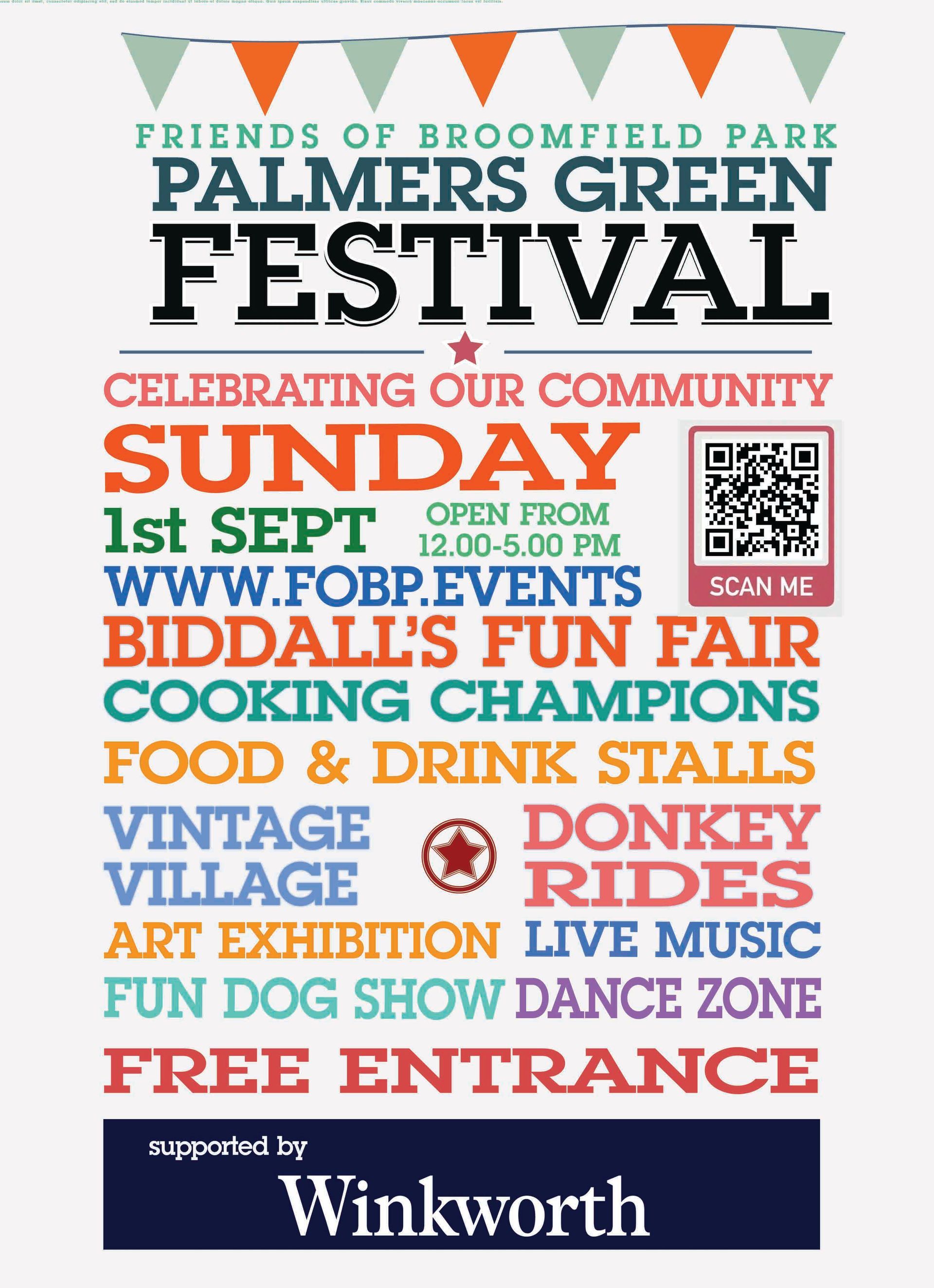 A poster for palmers green festival celebrating our community