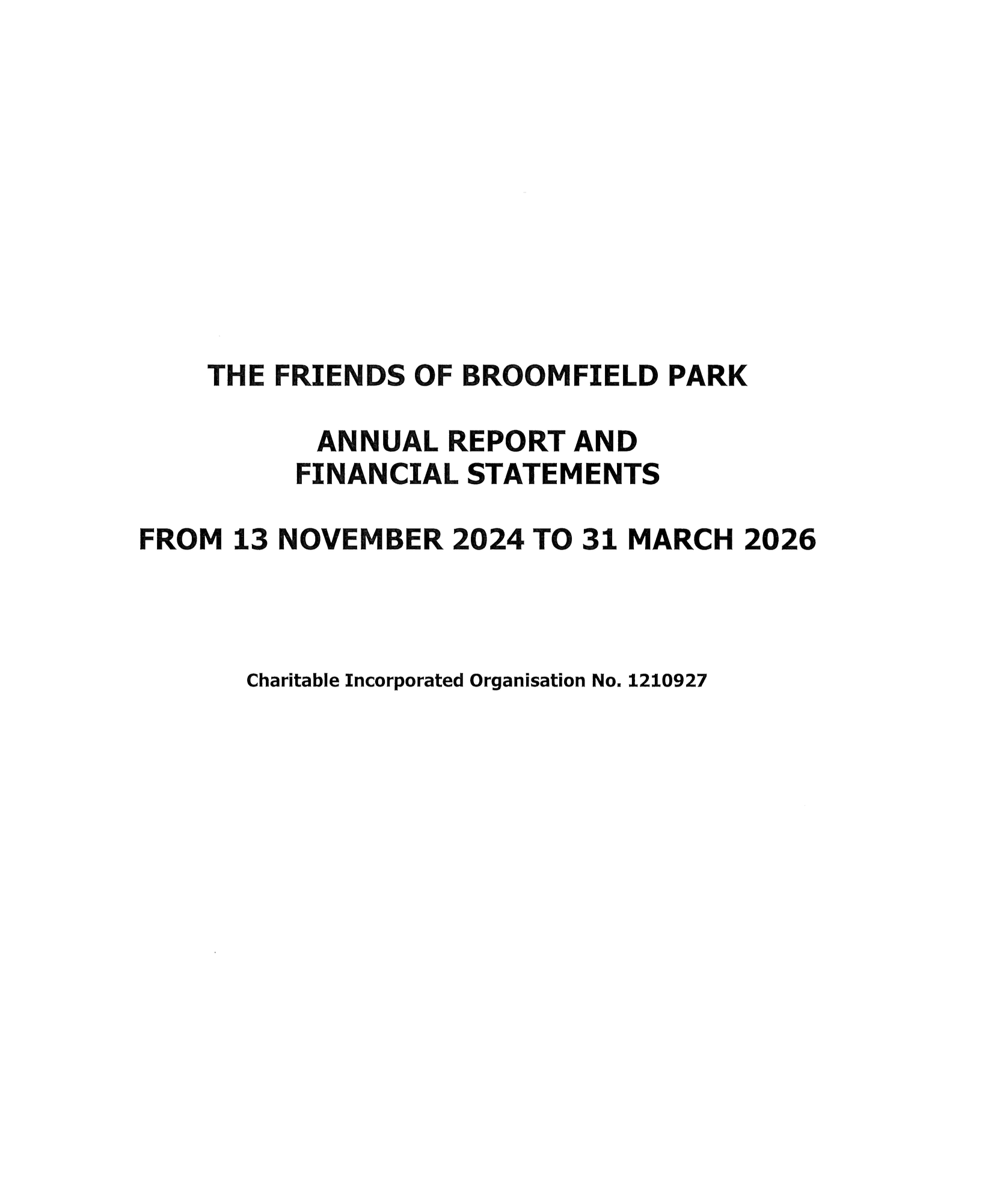 Cover Image Friends of Broomfield Park Annual Report 2025
