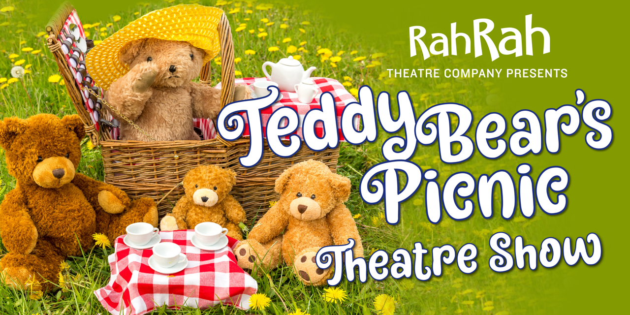 A group of teddy bears are sitting around a picnic table.
