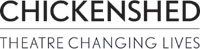 A black and white logo for chickenshed theatre changing lives