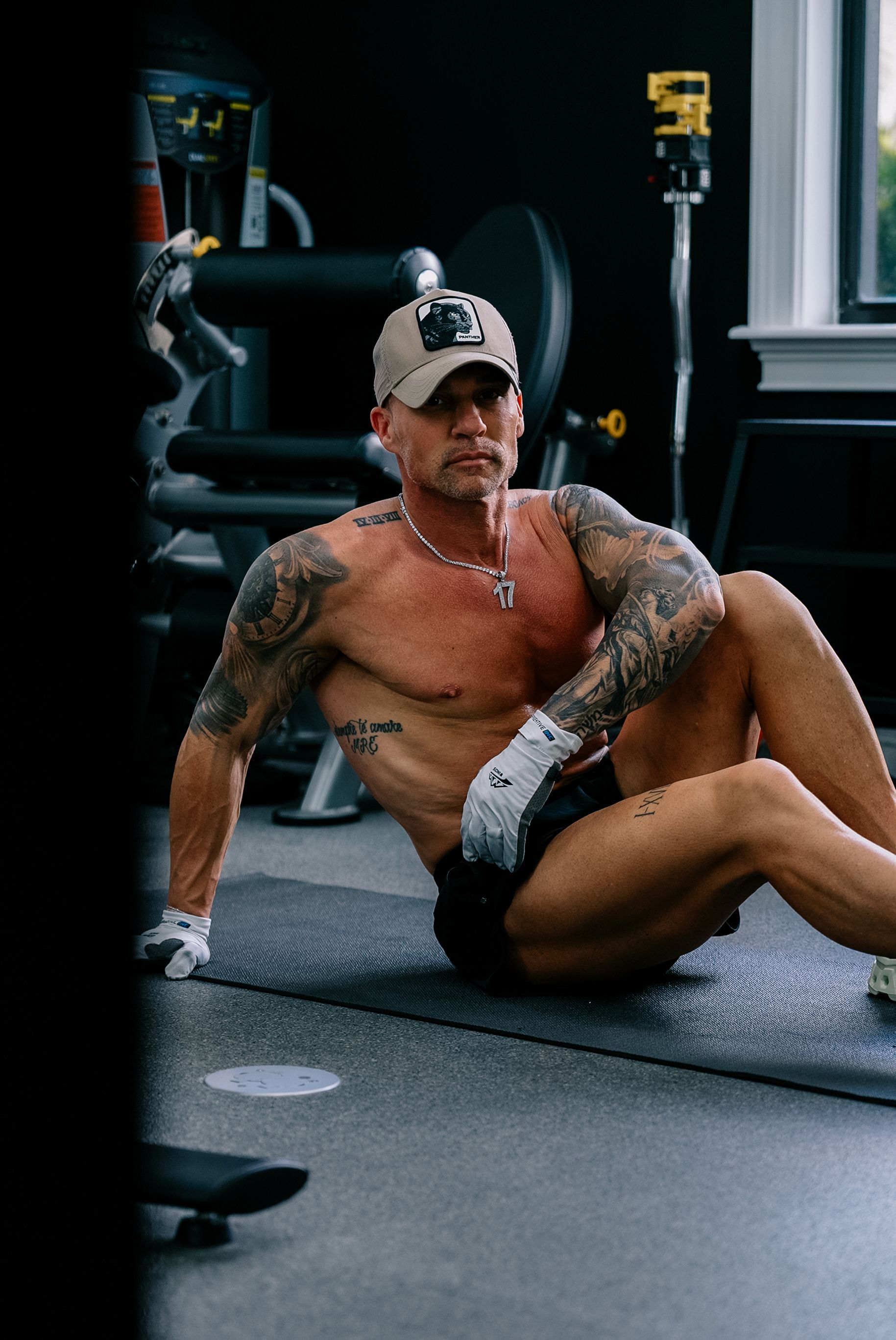 Marc Effron working out in his home gym
