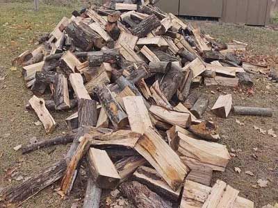 split firewood stacked 