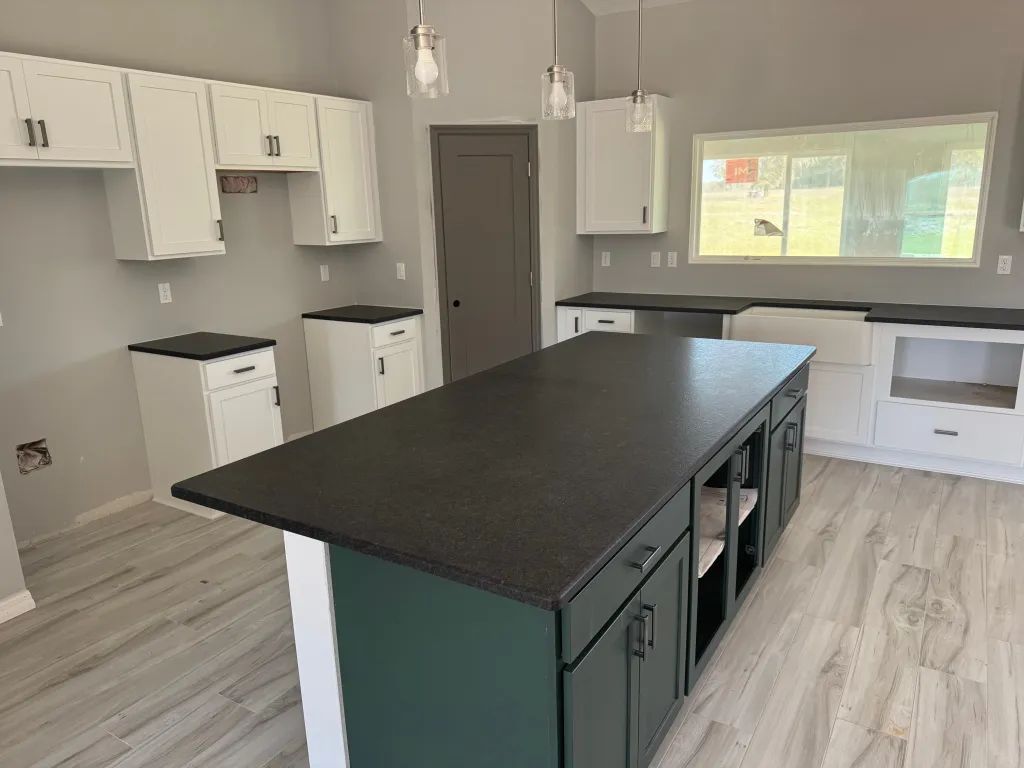 Black island kitchen counter