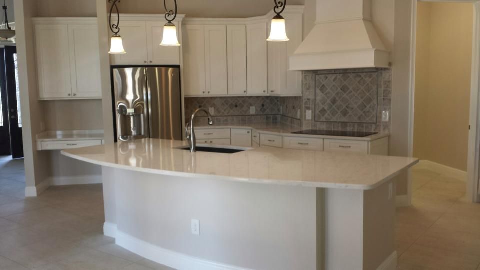 White granite kitchen countertop