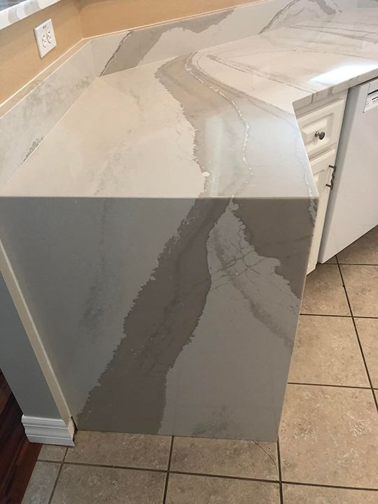Gray and white granite countertop