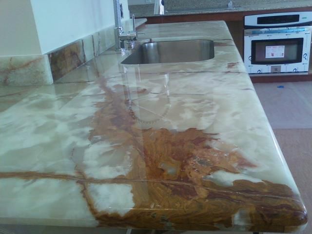 Beige and rust granite countertop