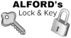 ALFORD's Lock & Key logo: A key and padlock flanking the company name in black text.
