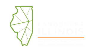 Logo for Landscape Illinois featuring a stylized outline of Illinois in green with interior lines, next to the company name.