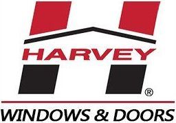 Harvey Windows & Doors logo: Red and black 