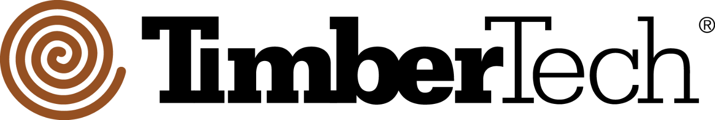TimberTech logo with a brown spiral symbol and black text.