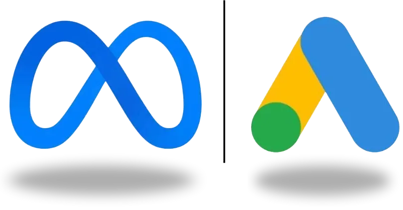 Meta and Google Ads logos side by side, separated by a vertical line