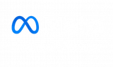 Blue Meta logo on a white background