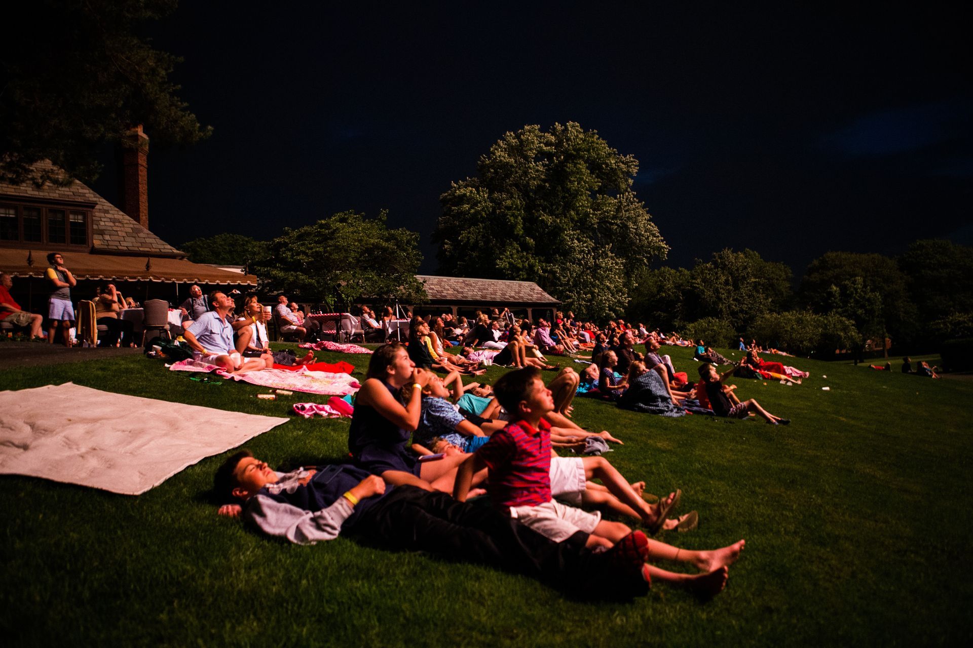 Families watching fireworks at Dearborn CC