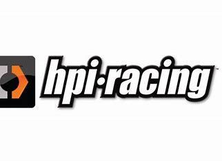 HPI Racing logo: black and orange abstract symbol with "hpi-racing" in bold white text.