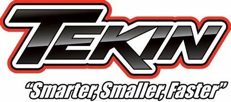 Tekin logo with tagline "Smarter, Smaller, Faster" in red, black, and white.