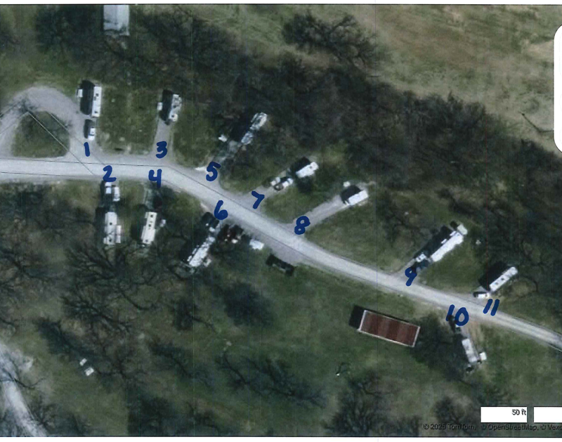 Satellite layout of LETRA cabin sites numbered 1 through 10.