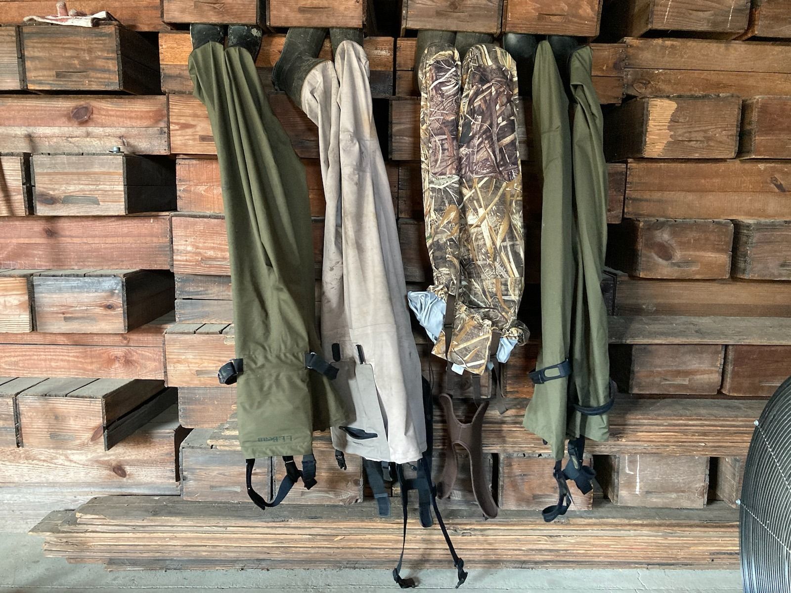 Photo of cranberry bog waders, taken at an Rx fire workshop in NJ
