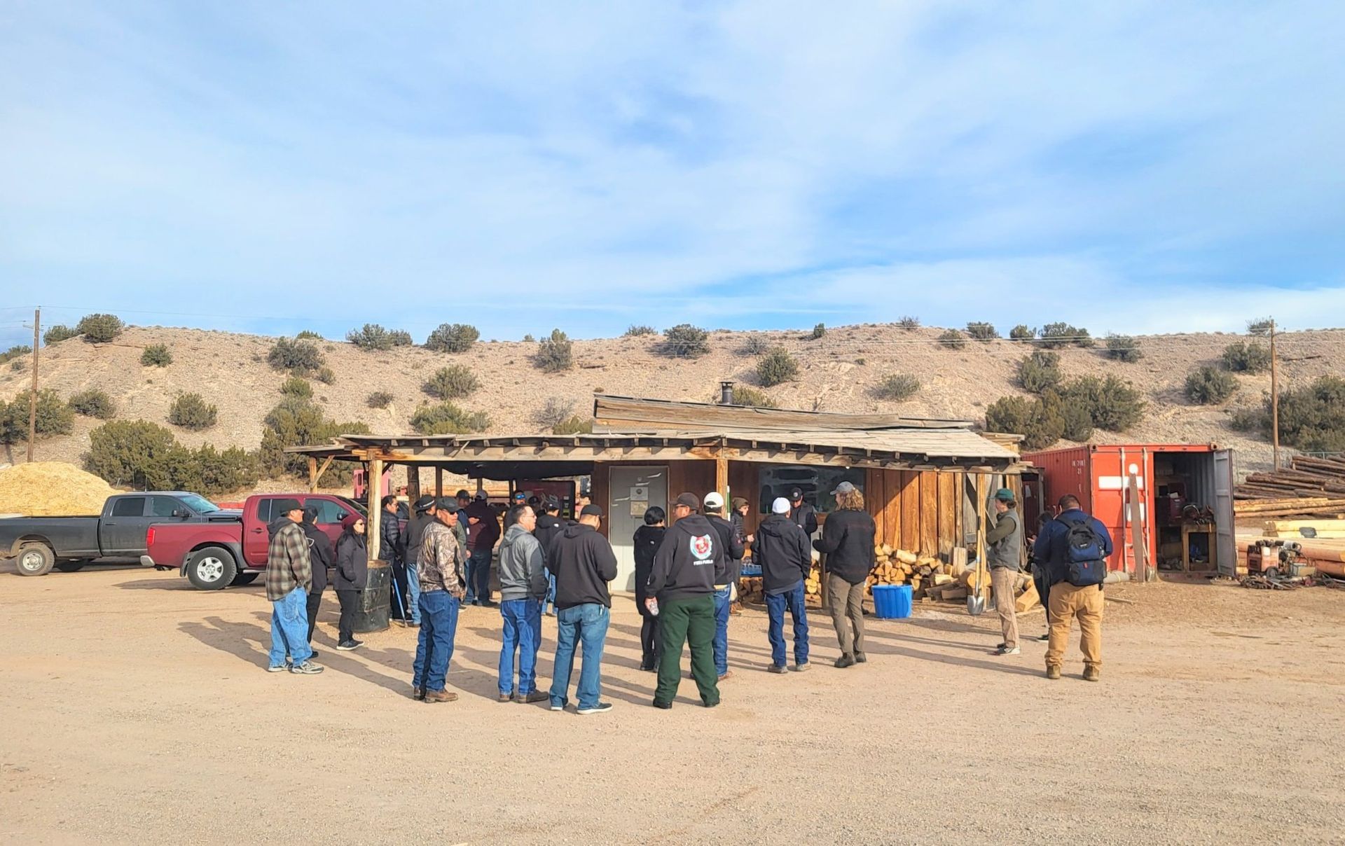 Field tour attendees gathered at Field tour at Walatowa Timber Industries
