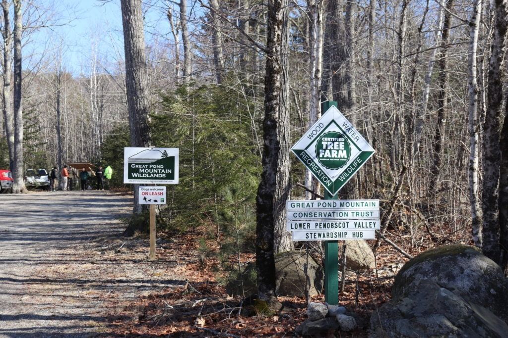 Trailhead at Great Pond Mountain Wildlands