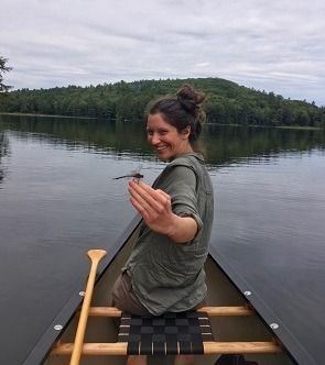 Maggie Mansfield in a canoe