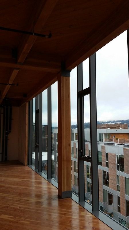 The view from a mass timber constructed building in Portland, OR in 2016