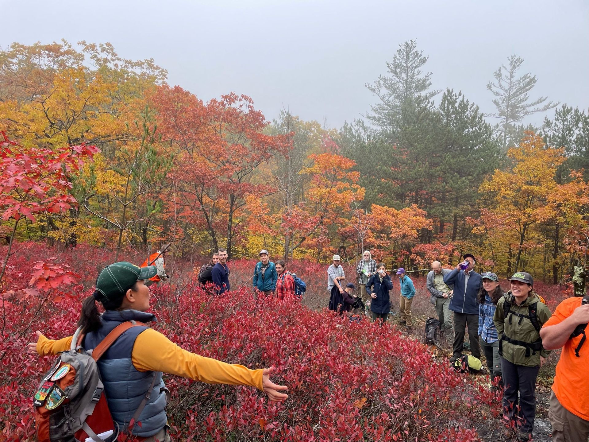 Amanda Mahaffey presenting to a field tour group in 2022.