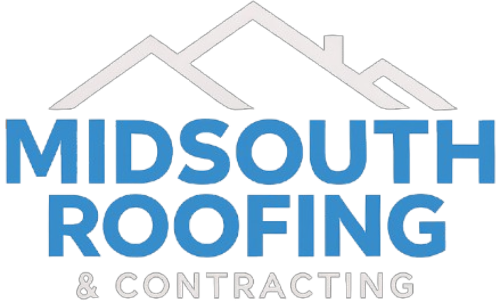 Midsouth Roofing & Contracting logo with gray roofline and blue text