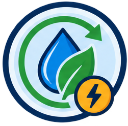 Tankless water heater with app controls, showing higher efficiency and lower energy use icons