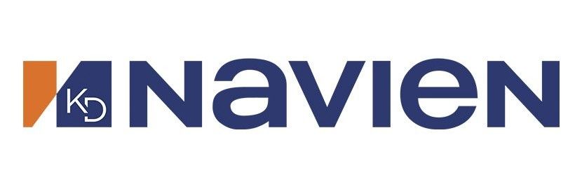 Navien logo in blue with orange accent on a white background