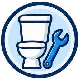Plumbing repair tools with toilet, sink, shower, and orange toolbox on a white background