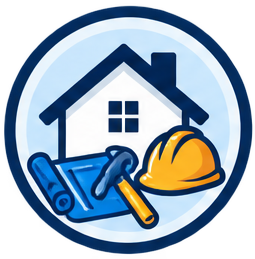 Home construction and gas installation checklist with hard hat, pipes, tools, and blueprint.