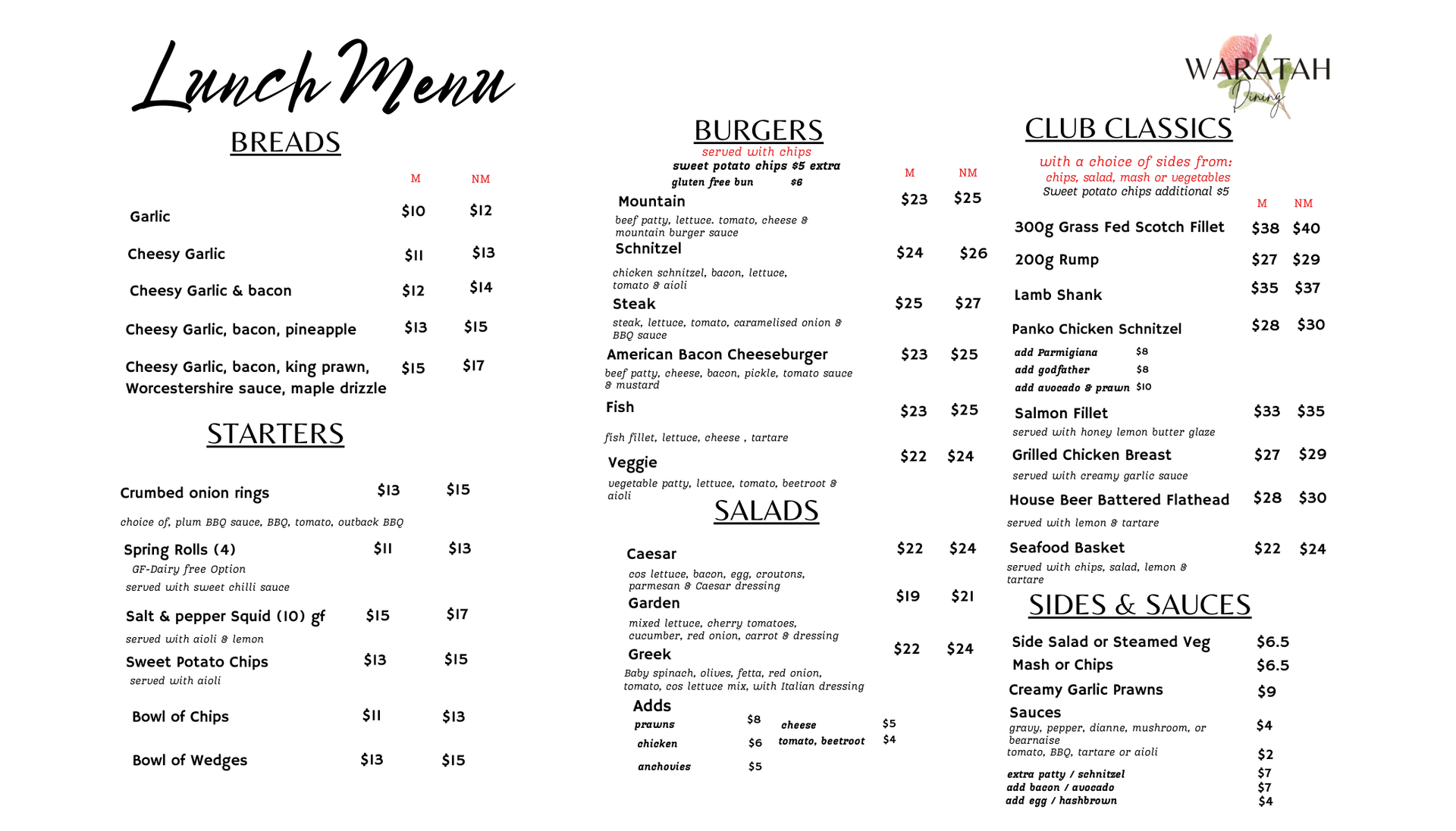 $ 18 Lunch Menu $ 18 Lunch Menu