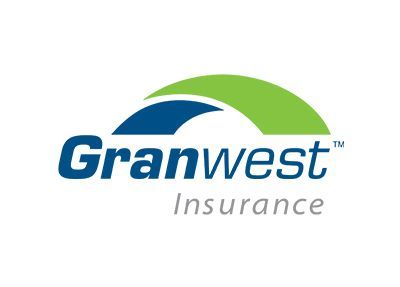 Granwest Insurance logo with blue and green arc over gray text