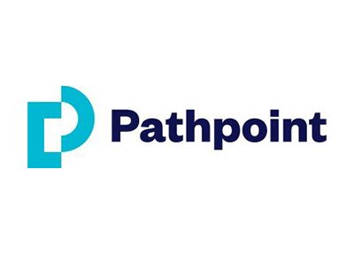 The pathpoint logo is a blue and black logo with a blue arrow.