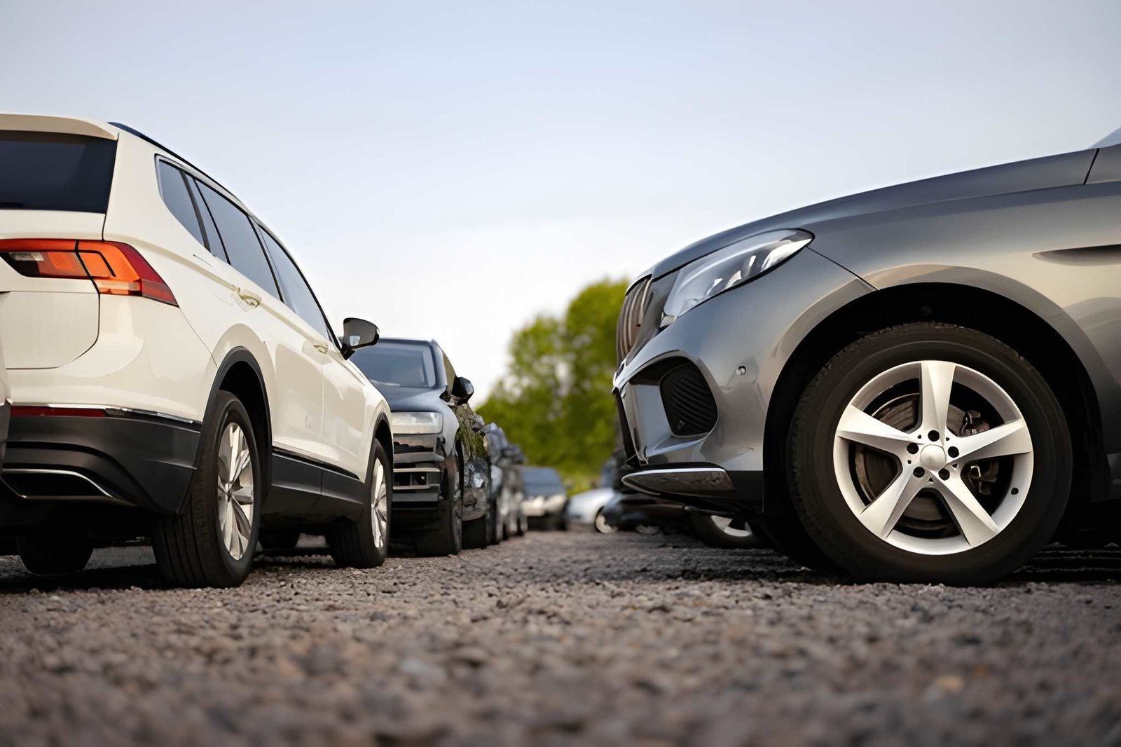Low-angle View of Multiple Parked Cars in a Gravel Lot — Murwillumbah Motor Wreckers in Byron Bay, NSW