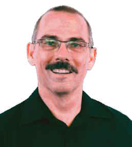 A man with glasses and a mustache is smiling for the camera.