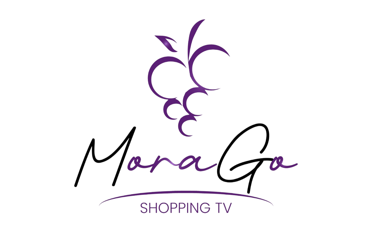 Logotipo de Mora Go con un racimo de uvas moradas estilizadas arriba y 