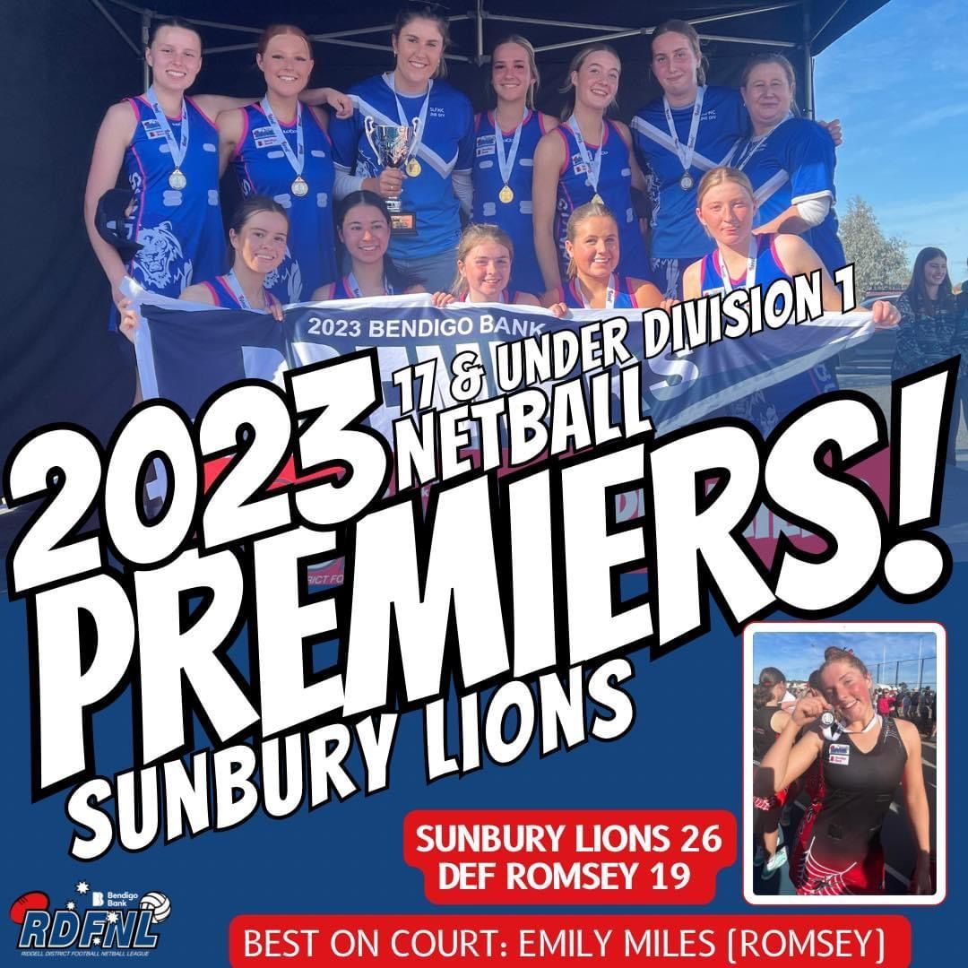 A poster for the sunbury lions netball team
