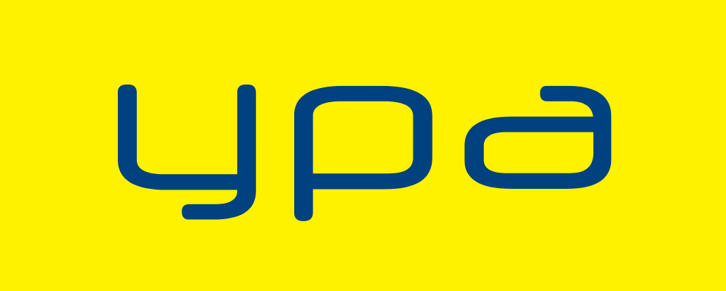 YPA Real Estate Logo yellow background with blue letters YPA
