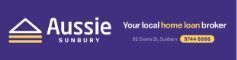 A purple sign that says aussie your local home loan broker