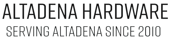 Altadena Hardware logo, black text on white background: