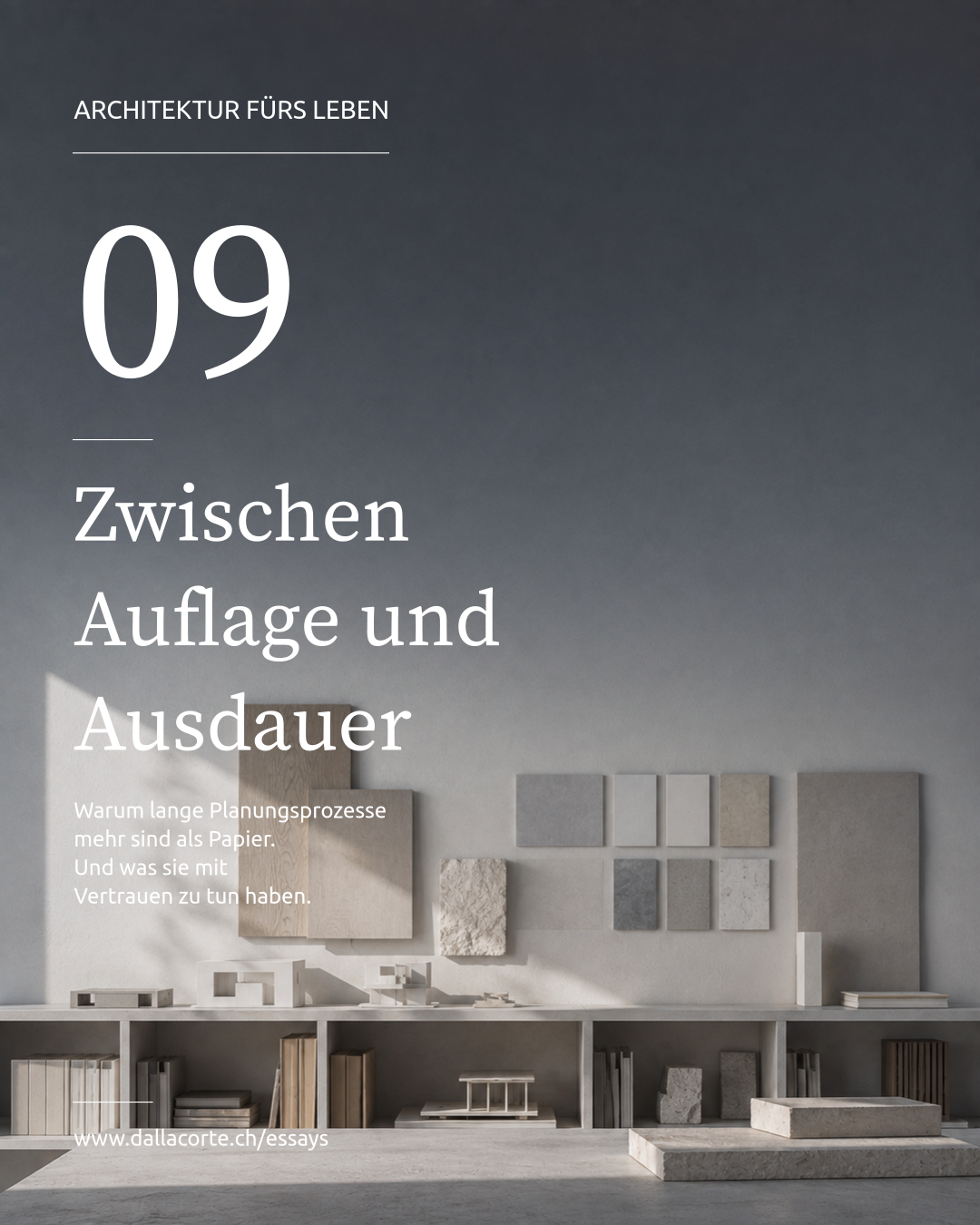 Cover of ARCHITEKTURFÜHRER BERLIN, issue 09, “Zwischen Auflage und Ausdauer,” with a minimalist gray building model