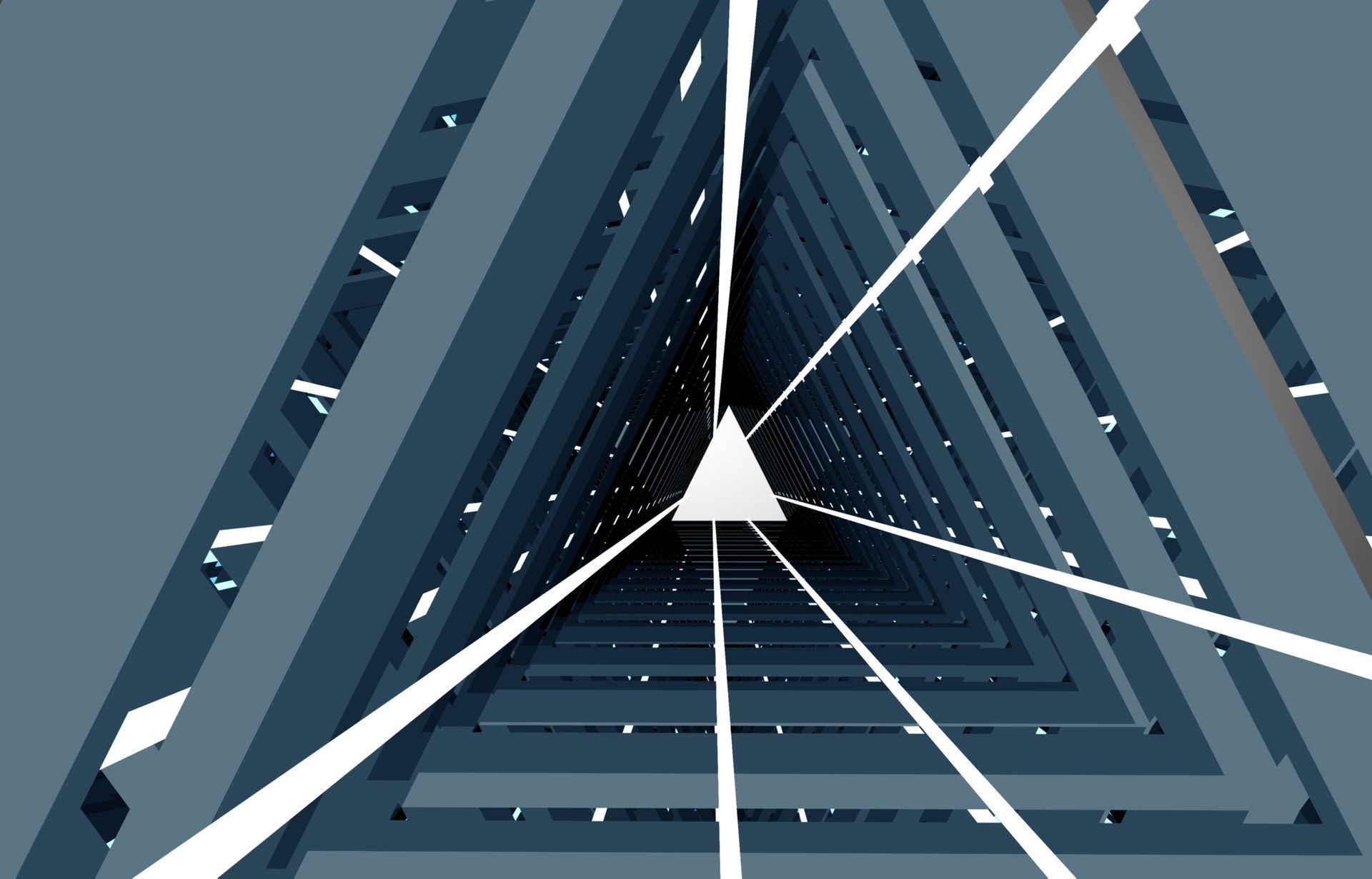 Ein computergeneriertes Bild eines Tunnels mit einem Dreieck in der Mitte