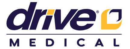 Drive Medical logo with navy and orange text and emblem on a white background