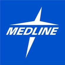 White Medline logo on a blue background with a stylized starburst symbol.