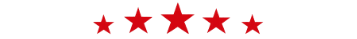 Five red stars and one gray star on a white background