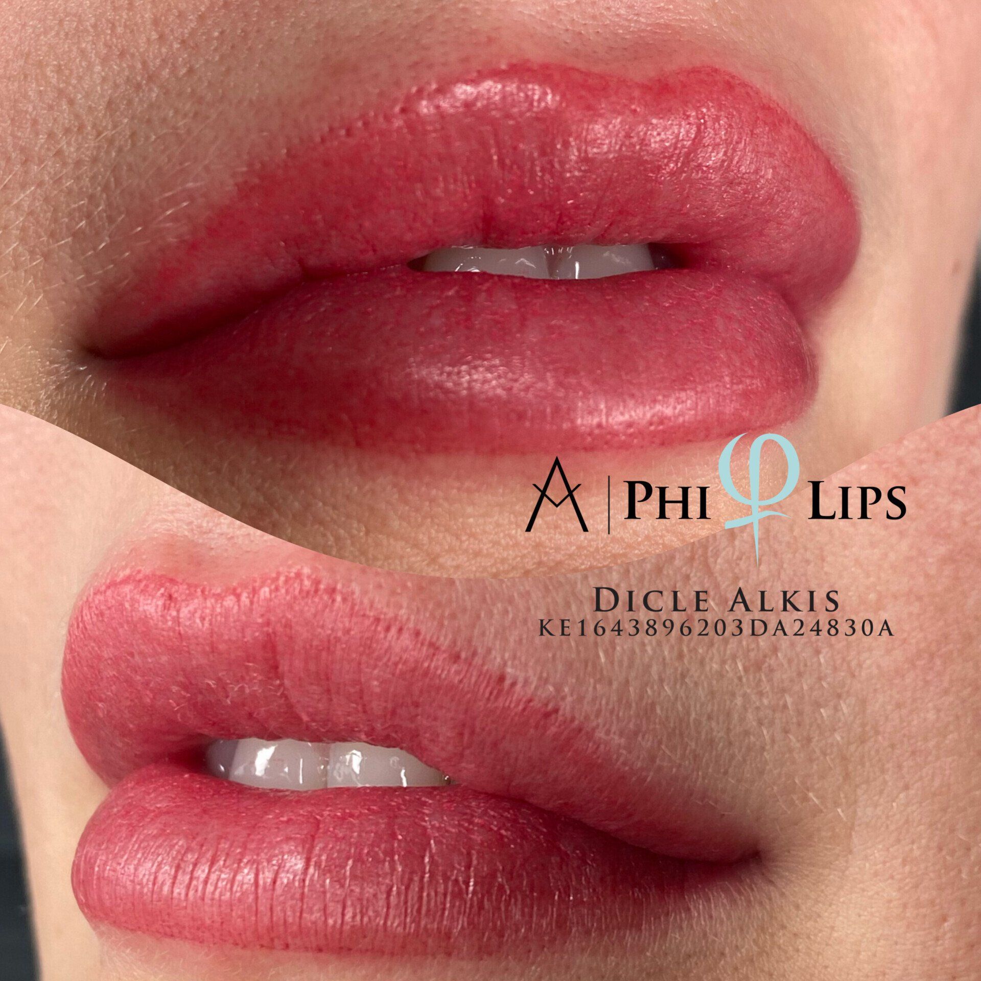 Eine Nahaufnahme der Lippen einer Frau mit einem Phillips-Logo